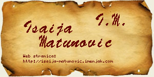 Isaija Matunović vizit kartica